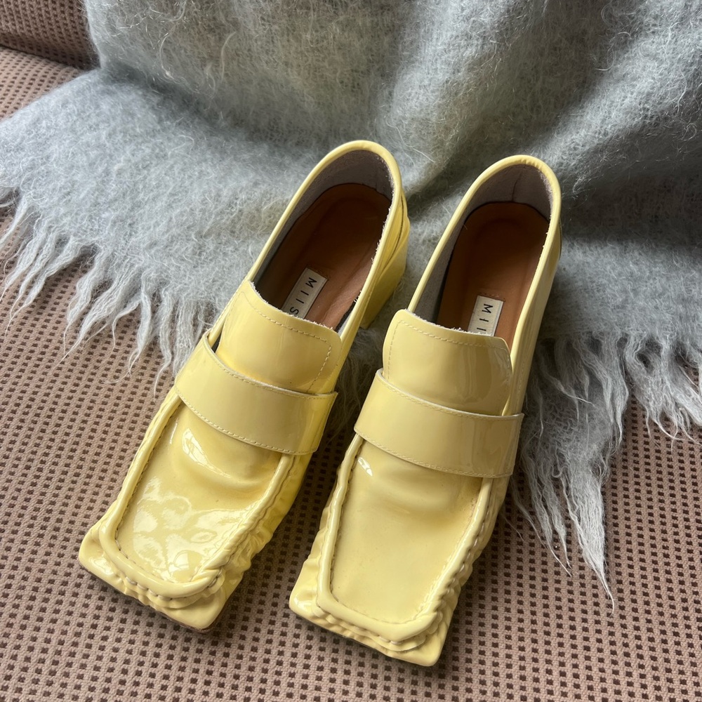 MIISTA Butter Yellow Patent Leather Loafers